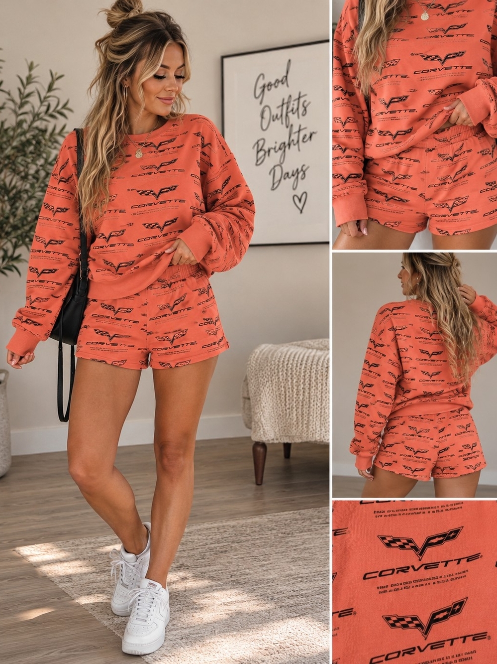 GM Official Corvette Women's Sweatshirt Size M & Shorts Set Size L